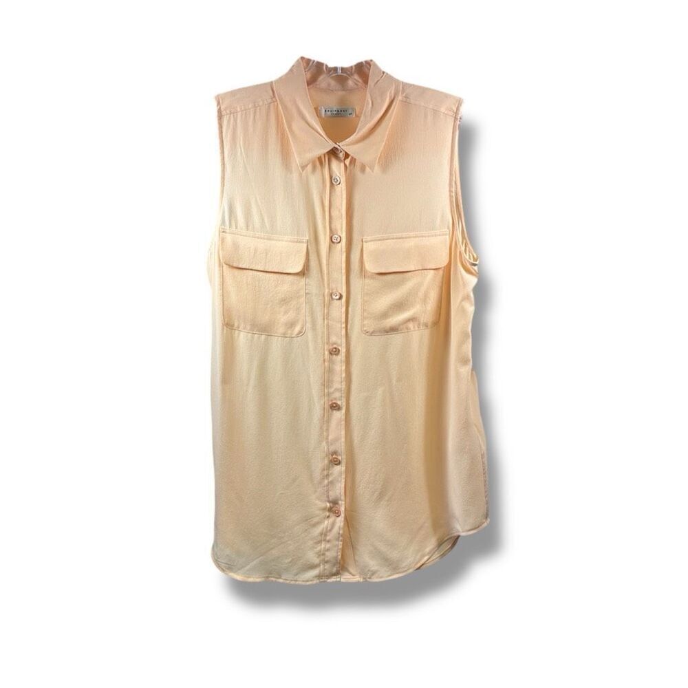 Equipment Femme NWT Sleeveless Slim Signature Blouse in Parasol Peach Size S